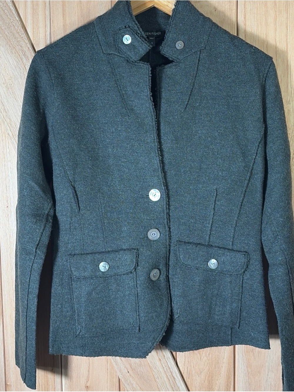 Eileen Fisher Merino Wool Raw Edge Jacket S